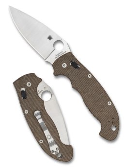 Nóż składany Spyderco Manix 2 XL Brown Canvas Micarta, Satin CPM Cru-Wear by Eric Glesser (C95MPCW2)