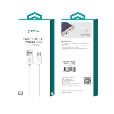 Devia kabel Smart EC081 USB - MicroUSB 1,0 m 2,1A biały