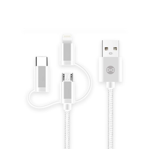 Forever kabel 3w1 USB - Lightning + USB-C + microUSB 1,0 m 1,5A biały
