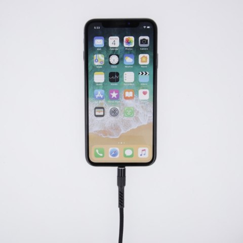 Maxlife kabel MXUC-01 USB - Lightning 1,0 m 2A czarny nylonowy