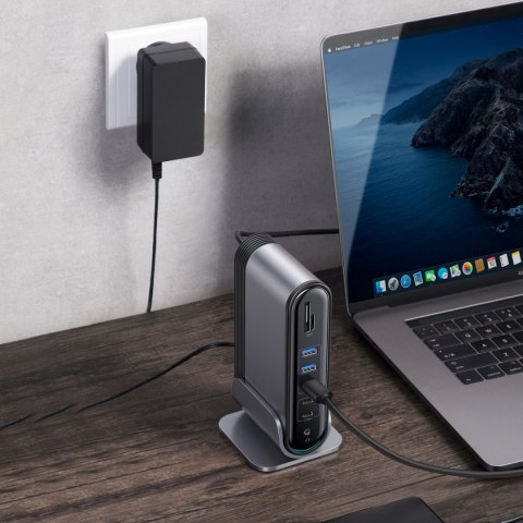 Baseus HUB Stacja robocza Three-Screen USB-C 17w1 plus zasilacz szara