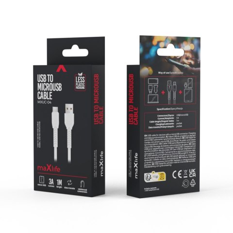Maxlife kabel MXUC-04 USB - microUSB 1,0 m 3A biały