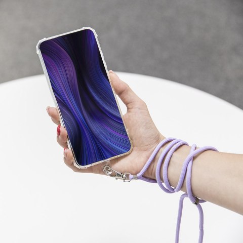 Uniwersalna tasiemka/smycz na szyję do telefonu fioletowa