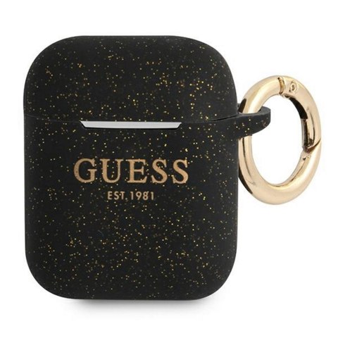 Guess etui do AirPods GUA2SGGEK czarne Silicone Glitter