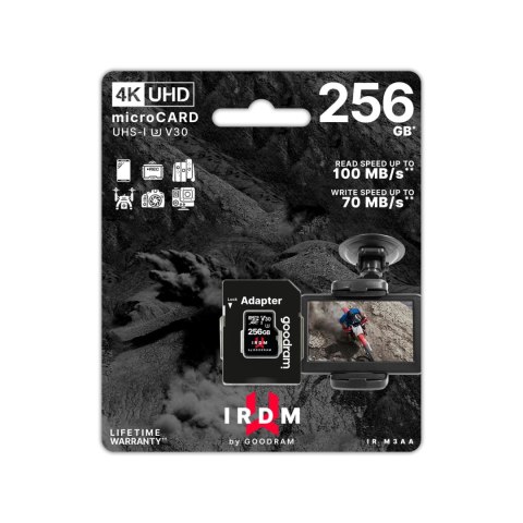GoodRam karta pamięci IRDM 256GB microSD UHS-I U3 V30 z adapterem