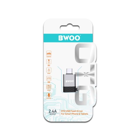 BWOO adapter USB - USB-C szary OTG BZ-35