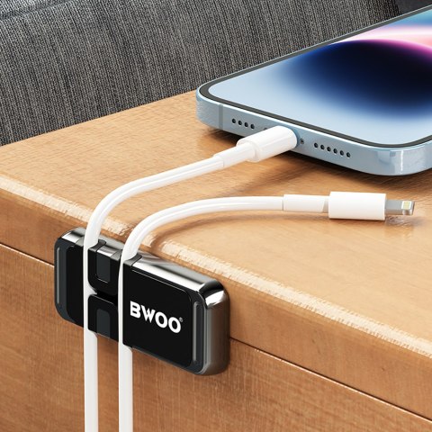 BWOO magnetyczny uchwyt samochodowy z organizerem na kable ZJ117 czarny