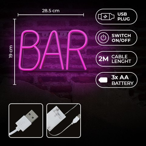 Neon LED BAR róż Bat + USB FLNE24 Forever Light