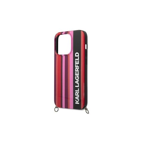 Karl Lagerfeld nakładka do iPhone 14 Pro 6,1" KLHCP14LSTSTP różowa hardcase Color Stripes Strap