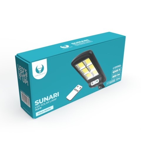 Forever Light Lampa solarna LED SUNARI FLS-01 6*COB PIR 10W 800lm 6000K 2400mAh Li-Ion + pilot