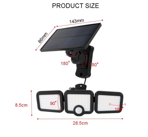 Forever Light Lampa solarna LED SUNARI FLS-04 108*SMD PIR 8W 600lm 6000K 2400mAh Li-Ion