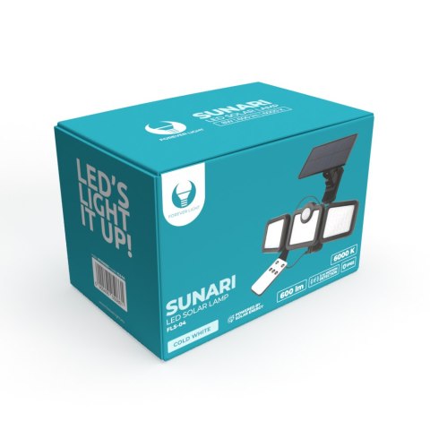 Forever Light Lampa solarna LED SUNARI FLS-04 108*SMD PIR 8W 600lm 6000K 2400mAh Li-Ion