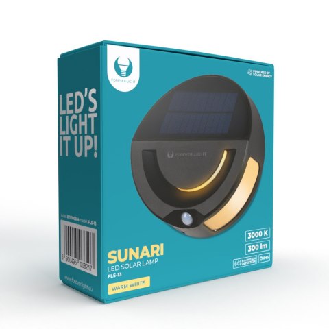 Forever Light Lampa solarna LED SUNARI FLS-13 32*SMD PIR 6W 300lm 3000K 1200mAh Li-ion