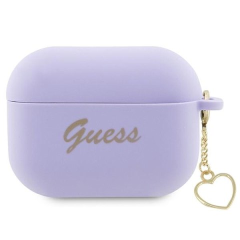 Guess etui do AirPods Pro 2 GUAP2LSCHSU fioletowe Silicone Heart Charm