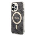 Guess zestaw nakładka + ładowarka do iPhone 13 Pro 6,1" GUBPP13LH4EACSK czarna hard case 4G Print MagSafe
