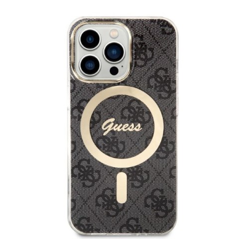 Guess zestaw nakładka + ładowarka do iPhone 13 Pro 6,1" GUBPP13LH4EACSK czarna hard case 4G Print MagSafe