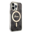 Guess zestaw nakładka + ładowarka do iPhone 13 Pro 6,1" GUBPP13LH4EACSK czarna hard case 4G Print MagSafe