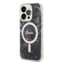 Guess zestaw nakładka + ładowarka do iPhone 14 Pro Max 6,7" GUBPP14XHMEACSK czarna hard case Marble MagSafe