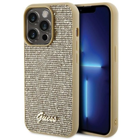Guess nakładka do iPhone 15 Pro 6,1" GUHCP15LPMSDGSD złota HC PU Disco Script Metal