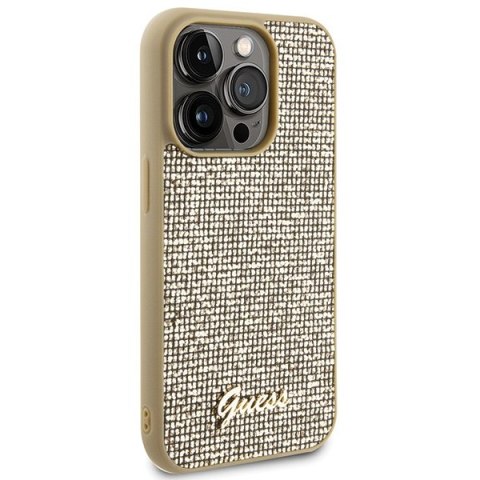 Guess nakładka do iPhone 15 Pro 6,1" GUHCP15LPMSDGSD złota HC PU Disco Script Metal
