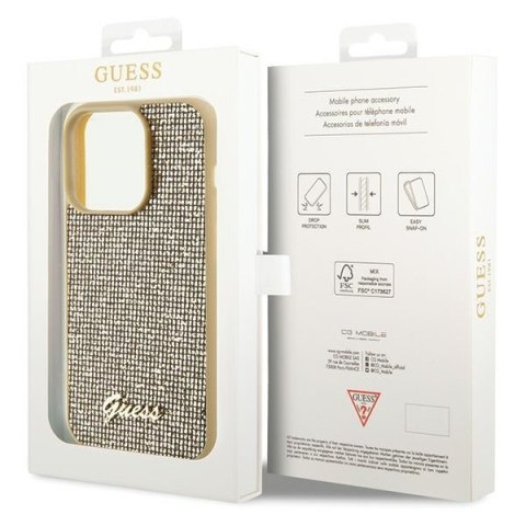 Guess nakładka do iPhone 15 Pro 6,1" GUHCP15LPMSDGSD złota HC PU Disco Script Metal