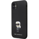 Karl Lagerfeld nakładka do iPhone 11 KLHCN61SMHKNPK czarna HC Silicone Ikonik Metal Pin