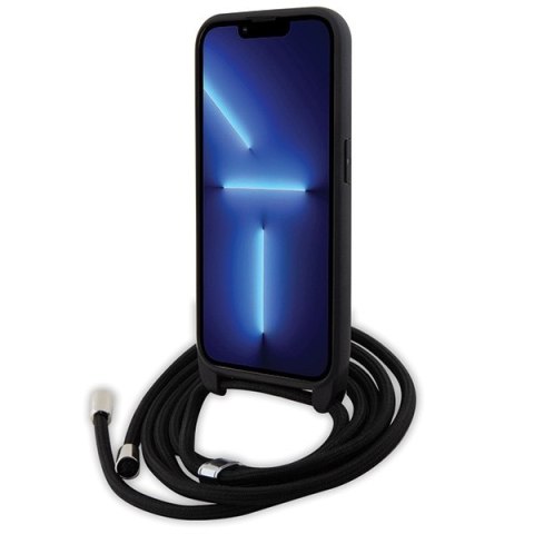 Karl Lagerfeld nakładka do iPhone 15 Pro 6,1" KLHCP15LSASKNPSK czarna HC Saffiano Ikonik Metal Pin Monogram Crossbody