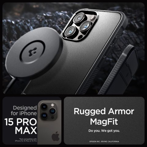 Spigen nakładka Rugged Armor Mag Magsafe do iPhone 15 Pro Max 6,7" matowa czarna