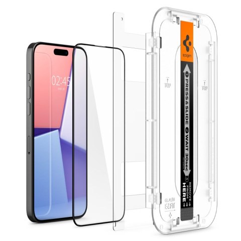 Spigen szkło hartowane GLAS.TR "EZ FIT" FC 2-PACK do iPhone 15 Pro Max 6,7" czarna