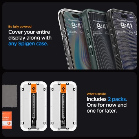 Spigen szkło hartowane GLAS.TR "EZ FIT" FC 2-PACK do iPhone 15 Pro Max 6,7" czarna