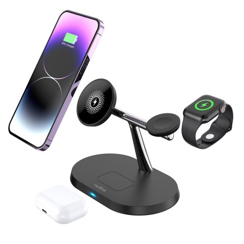 Maxlife ładowarka bezprzewodowa magnetyczna MXWC-03 15W czarna 3w1
