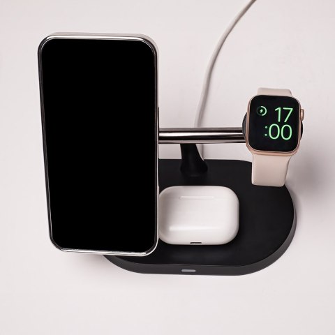 Maxlife ładowarka bezprzewodowa magnetyczna MXWC-03 15W czarna 3w1