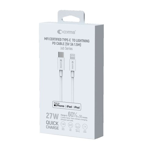 Comma kabel Jub MFi USB-C - Lightning 3A 1,5m biały