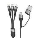 XO kabel NB254 6w1 USB - USB-C + USB-C + microUSB + Lightning 1,2m czarny