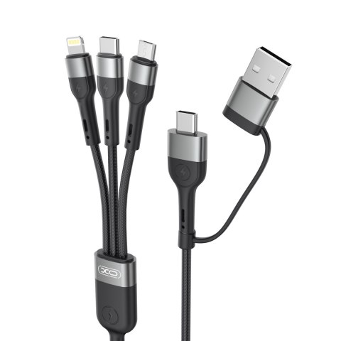 XO kabel NB254 6w1 USB - USB-C + USB-C + microUSB + Lightning 1,2m czarny