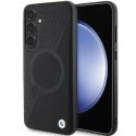 BMW nakładka do Samsung Galaxy S24 Plus czarna Signature Leather Half Textured & Circle MagSafe