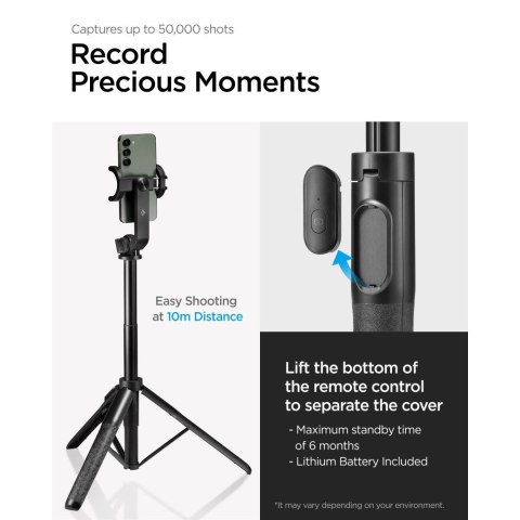 Spigen S560W Bluetooth selfie stick tripod czarny