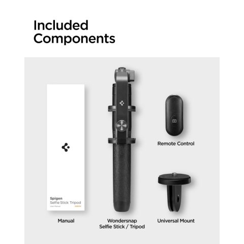 Spigen S560W Bluetooth selfie stick tripod czarny