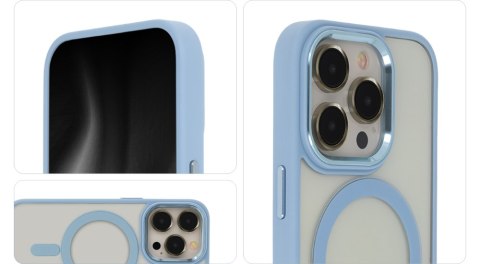 Nakładka Satin Elegant Mag do iPhone 14 Pro 6,1" niebieska