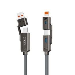 XO kabel NB275 4w1 USB-C - Lightning + USB - USB-C 60W 1,0m szary