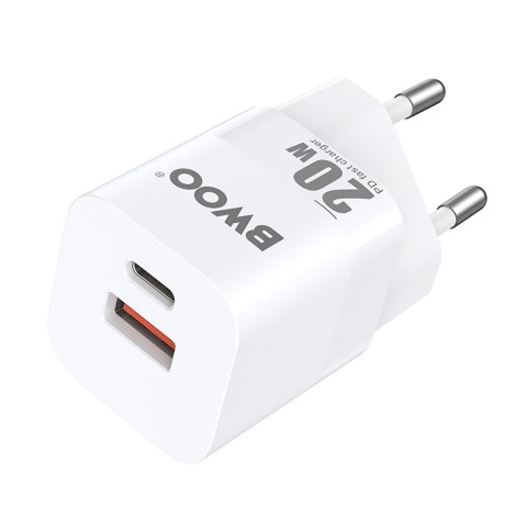 BWOO ładowarka sieciowa PD CDA156 1x USB-C 1x USB 20W biała