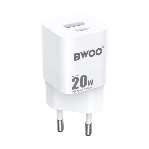 BWOO ładowarka sieciowa PD CDA156 1x USB-C 1x USB 20W biała