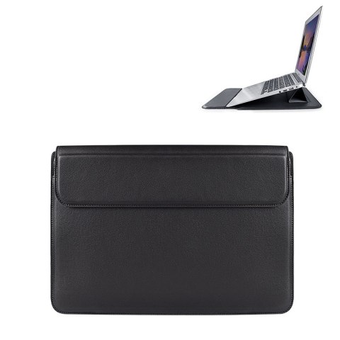 Devia etui pokrowiec torba do laptopa / MacBooka Ultra-Thin z funkcją podstawki 15,4'' wodoodporna sztuczna skóra czarny