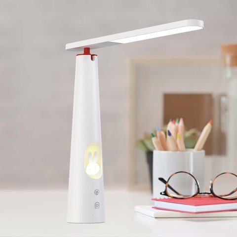 Lampa biurkowa LED 7,5W ze świecącym króliczkiem PURE FLB-150 ELENA biała Forever Light