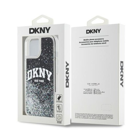 DKNY nakładka do iPhone 15 6,1" DKHCP15SLBNAEK czarna HC liquid glitters w arch logo