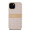 DKNY nakładka do iPhone 15 6,1" DKHCP15SPRTHSLP różowa HC PU repeat texture pattern w tonal stripe