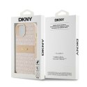 DKNY nakładka do iPhone 15 6,1" DKHCP15SPRTHSLP różowa HC PU repeat texture pattern w tonal stripe