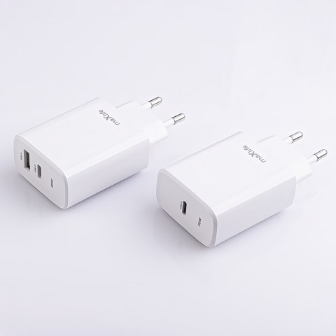Maxlife ładowarka sieciowa PD QC MXTC-10-20AC 1x USB-C 1x USB 20W biała