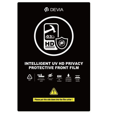 Devia Zestaw folii smartfon UV 0,3mm HD prywatyzująca do maszyny tnącej 10szt 6H na smartfony na ekran