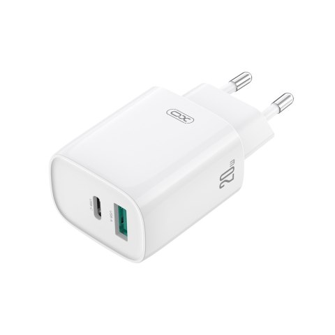 XO ładowarka sieciowa CE29 PD 20W 1x USB-C 1x USB biała + kabel USB-C - Lightning